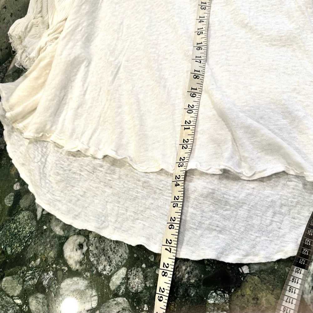 Free People Oversized Linen Cotton Blend Ruched Long Sleeves Top Sz Large - Picture 9 of 14